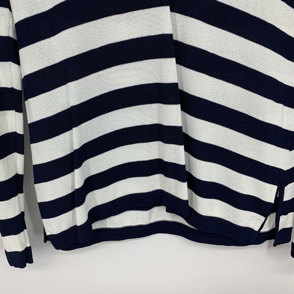 Jones New York Knit Top Blue White Stripe VNeck Long Sleeve - Picture 3 of 7